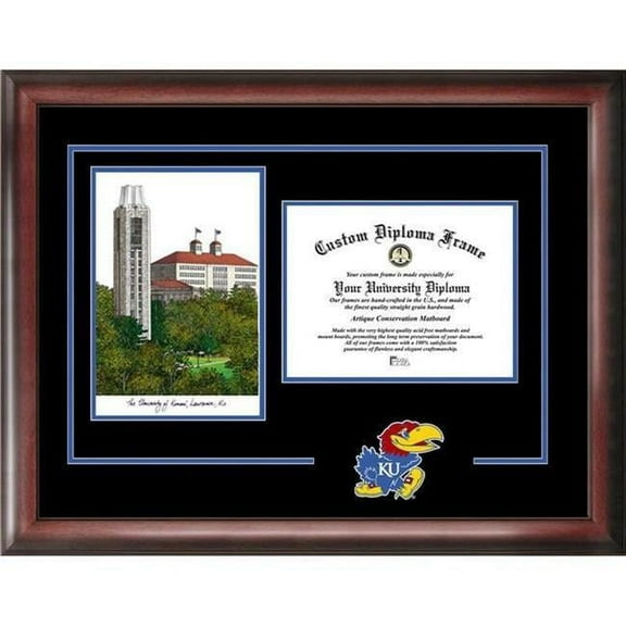 Campus Images KS999SG-1185 8.5 x 11 in. University of Kansas Jayhawks Spirit Graduate Satin Mahogany Frame