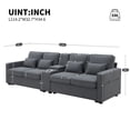 thumbnail image 2 of Linen Fabric Couch，Modular Sofa Couch with 2 Cupholders and USB Ports, Comfy Couch with Seats Storage, Modern 4-Seater Upholstered Sofa for Living Room, Apartment, Office,Dark Grey., 2 of 8