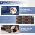 thumbnail image 6 of 3-Seat Patio Wicker Sofa Outdoor Rattan Couch Furniture Steel Frame with High Back NO-Slip Cushioned, Blue, 6 of 8