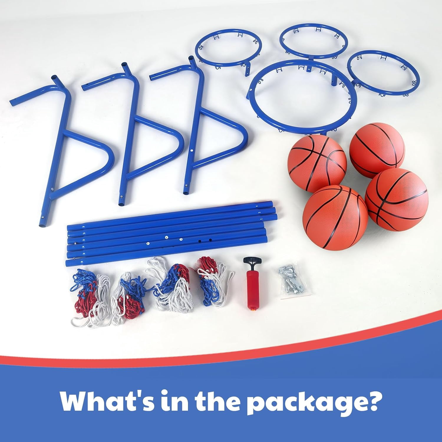 4 Hoop Basketball Set,Mini Adjustable Basketball Goal with Pump for  Indoor & Outdoor Play,Fun Basketball Game for Ages 3+ Birthday Gift