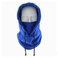 thumbnail image 1 of Unisex Winter Balaclava Knit Hood Face Mask - Windproof Thermal Polar Fleece Neck Gaiter for Motorcycle Riding, Skiing, Cold Weather Protection - One Size Adjustable Drawstring Headgear - Black/Grey, 1 of 8