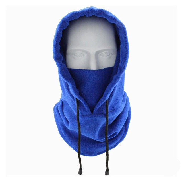 Unisex Winter Balaclava Knit Hood Face Mask - Windproof Thermal Polar Fleece Neck Gaiter for Motorcycle Riding, Skiing, Cold Weather Protection - One Size Adjustable Drawstring Headgear - Black/Grey