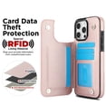 thumbnail image 5 of Mantto Case for iPhone 16 Pro Max Back Wallet Case, Card Slots Holder RFID Blocking Luxury PU Leather Shockproof Cover, Double Magnetic Buttons Kickstand Case for iPhone 16 Pro Max, Rosegold, 5 of 8
