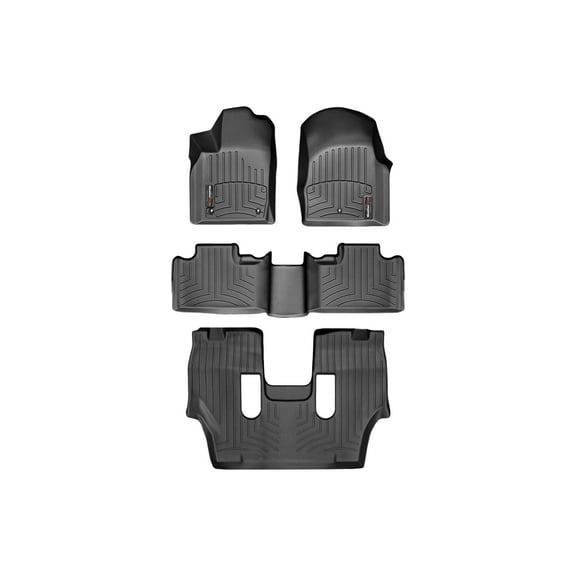 WeatherTech Custom Fit FloorLiners compatible with 2011-2012 Dodge Durango - Complete Set (1st, 2nd, & 3rd Row), Black