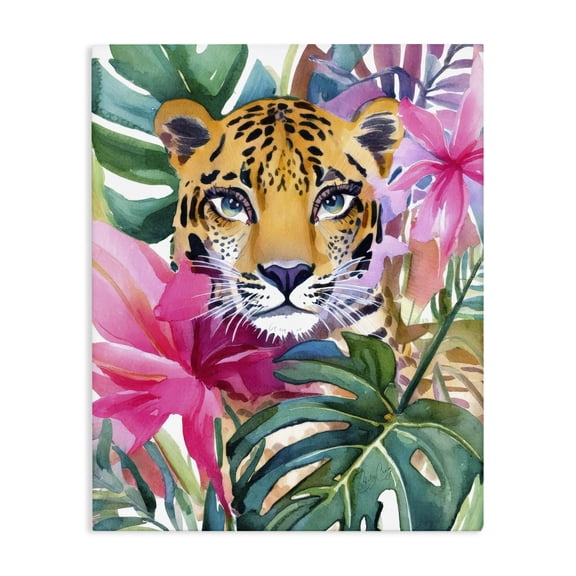 Stupell Industries Coastal Tropical Tiger Peeking Canvas Art, 16 x 20, by Shelly Craig