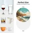 thumbnail image 6 of Disketp Coastal Palm Beach Funny Coasters,4 Pcs Leather Coasters with Holder, Perfect Housewarming Hostess Gifts,Protect Furniture from Water Marks Scratch and Damage-Round Shape, 6 of 6
