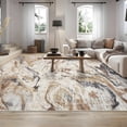 thumbnail image 4 of Area Rug 8x10 Machine Washable Living Room Rug, Non-Slip Faux Wool Soft Floor Carpet, Low Pile Modern Abstract Rug, Foldable Nursery Rug for Bedroom, Dining Room, Office, Brown, 4 of 21