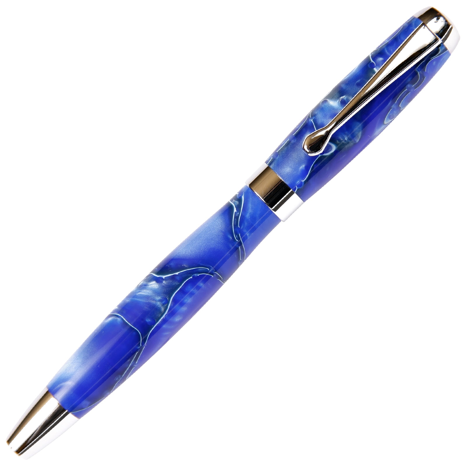 Blue & Pearl Marbleized Gloss Body, Tuscany Rollerball Pen (Black Ink, Medium Tip 0.7 MM)