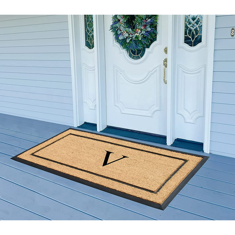 A1HC Natural Coir Monogrammed Door Mat for Front Door, 24x48