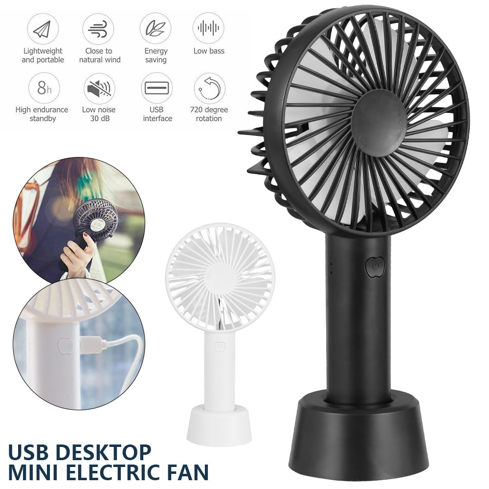 8-12 Hours Operated Small Makeup Eyelash Fan for Women Girls Kids Handheld Fan Portable Mini Hand Held Fan with USB Rechargeable Battery Cool Gray 3 Speed Personal Desk Table Fan with Base