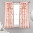 thumbnail image 1 of Lush Decor Riley Curtain Sheer Ruffled Textured Bow Window Panel for Living, Dining Room, Bedroom (Single) 63" x 54" Blush, 1 of 5