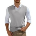 thumbnail image 4 of RUTAYY Men's Knitted Sweater Sleeveless Solid Color V-Neck Sleeveless Vest Casual Daily Wear Holiday Trendy Tops, 4 of 5