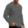 thumbnail image 4 of Ceisia Men's Fashion Long Sleeve V-Neck T-Shirt Solid Color Casual Relaxed Fit Stretch Waffle Knit Soft Comfort Breathable Home Gym Top Gifts for Father Gray L, 4 of 9