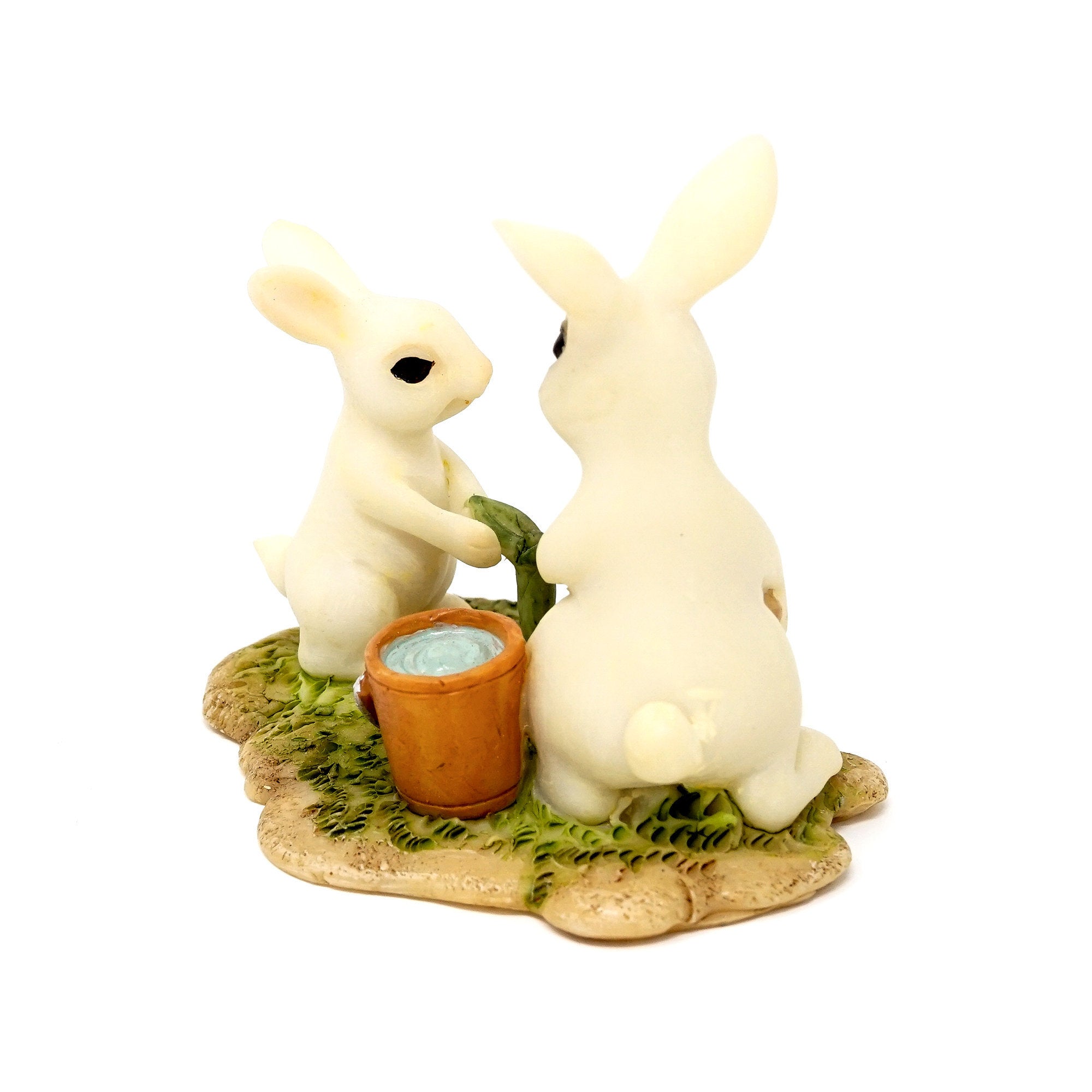 Bunny Gardener Planting Cutting with Little Bunny, Mini Bunny, Mini Rabbit, Fairy Garden Bunny, Fairy Garden Rabbit, Bunny Gardeners, Fairy Garden - image 3 of 4