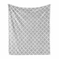 thumbnail image 1 of Damask Soft Flannel Fleece Blanket, Oriental Repetitive Leaves Ornaments Classical Plain Pattern Illustration, Cozy Plush for Indoor and Outdoor Use, 50" x 70", Taupe Grey and White, by Ambesonne, 1 of 5