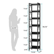 Tribesigns 78.74-Inch Extra Tall Narrow Bookshelf, 7-Tier Skinny Bookcase, Freestanding Display Shelves, Multifunctional Corner Storage Organizer Unit for Small Spaces