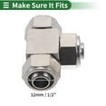 thumbnail image 4 of Unique Bargains Push to Connect Air Fittings 12mm / 1/2" T Type Air Quick Connector Nickel Plated Copper 2 Pcs Silver Tone, 4 of 7