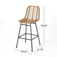 thumbnail image 3 of GDF Studio Jessie Outdoor Bar Stool, Light Brown and Black, 2 Pack, 3 of 11