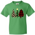 thumbnail image 3 of Inktastic Three Christmas Trees in Plaid and Leopard Print Youth T-Shirt, 3 of 5