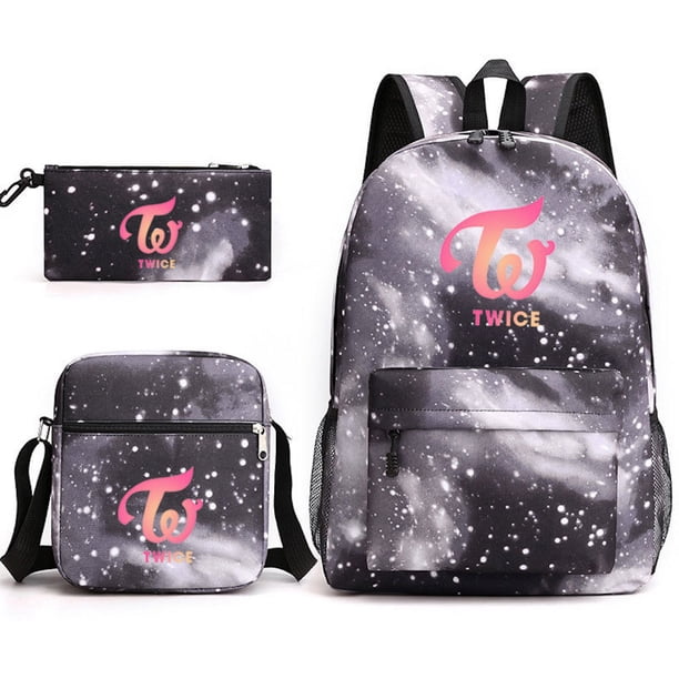 Set de mochilas Twices School de 3 piezas con bolsa de hombro y estuche para lápices