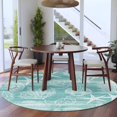 thumbnail image 4 of Teal Retro Summer Round Living Room Rugs 5 ft, Sea Turtle Starfish Coral Ocean Washable Area Rug with Non-Slip Sturdy Edge Binding Round Carpet for Entryway Kitchen Bedroom Bathroom, 4 of 9