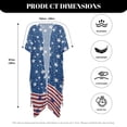 thumbnail image 6 of Xoenoiee American Flag Swirl Print Half Sleeve Women's Sheer Mesh Short Sleeve Swimwear 4th of July Long Kimono Cardigan Summer Boho Beach Cover Up Tops for Vacation Beach, 6 of 7
