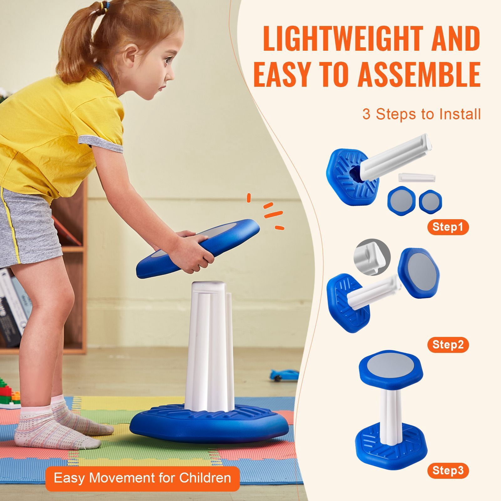 Wobble Chair 360° Swivel Anti-Tip 154 lbs Capacity HDPE for Kids Classroom ADHD