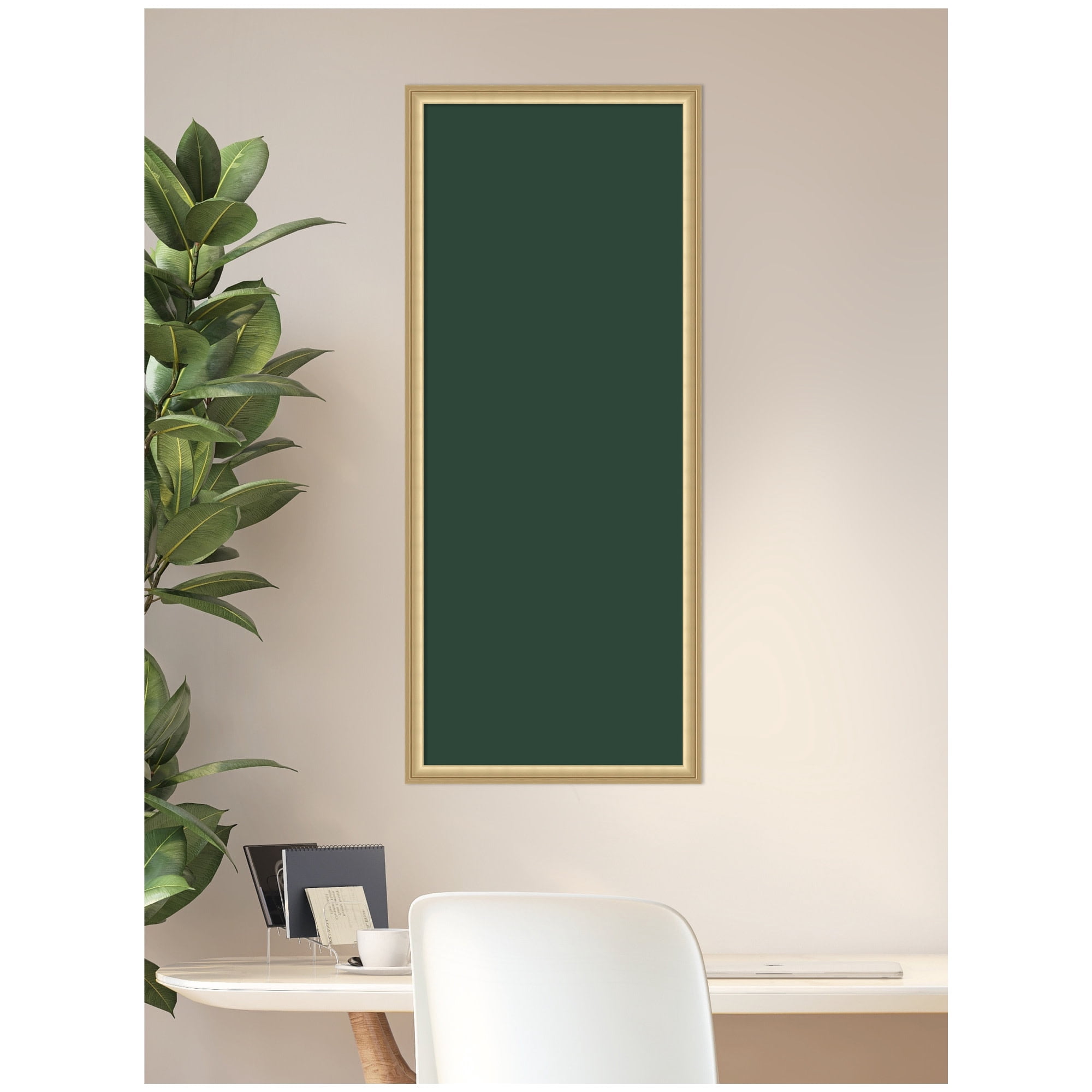 Kate and Laurel Framed Fabric Pinboard 18 x 42,  Printed Linen Classic Bulletin Board for Use as a Vision Board or Wall Organization, Florence Gold Frame