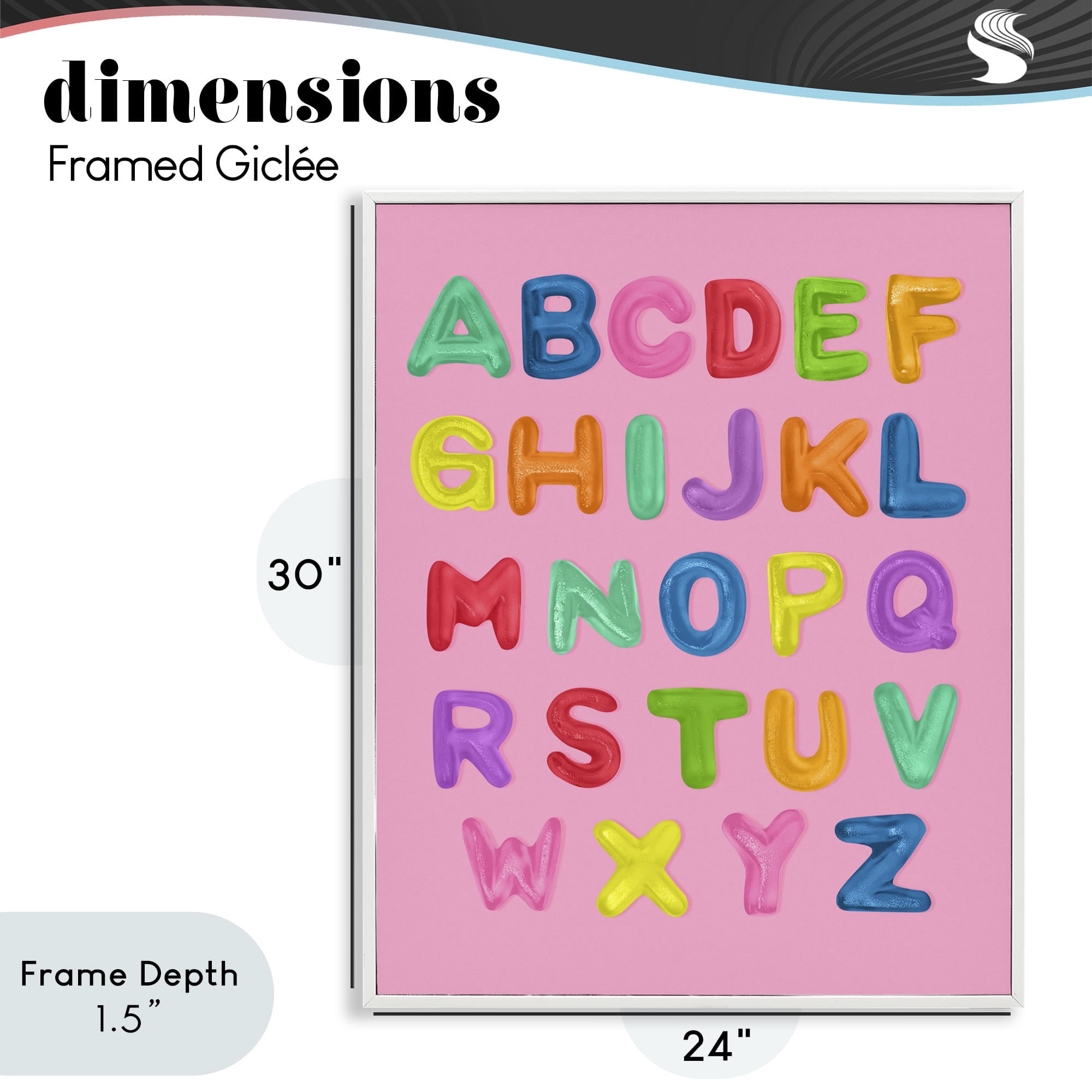 Stupell Industries Gummy Alphabet over Pink White Framed Giclee Art, design by LISH Creative