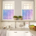 thumbnail image 4 of Mermaid Tail Kitchen Curtains Valance and Tier Set Rainbow Gradient Overlay Rod Pocket Short Curtains for Small Window 3 Pieces Set for Bedroom Bathroom Cafe (54" x 18"+27" x 24"), 4 of 7
