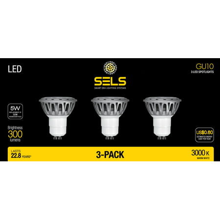 SELS LED, LED light bulb, 5W (50W Equivalent), Soft White, GU10 LED Bulb, Flood Light Bulb, 2700K, UL Listed, Suitable for Damp Locations, Indoor Outdoor Use,  (3 (Best Led Gu10 For Kitchen)