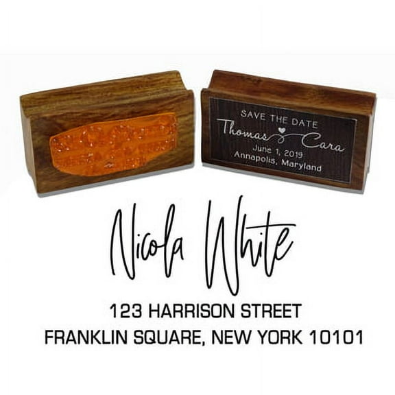 Printtoo Customized Calligraphy Address Return Personalized Wood Mounted Rubber Stamp