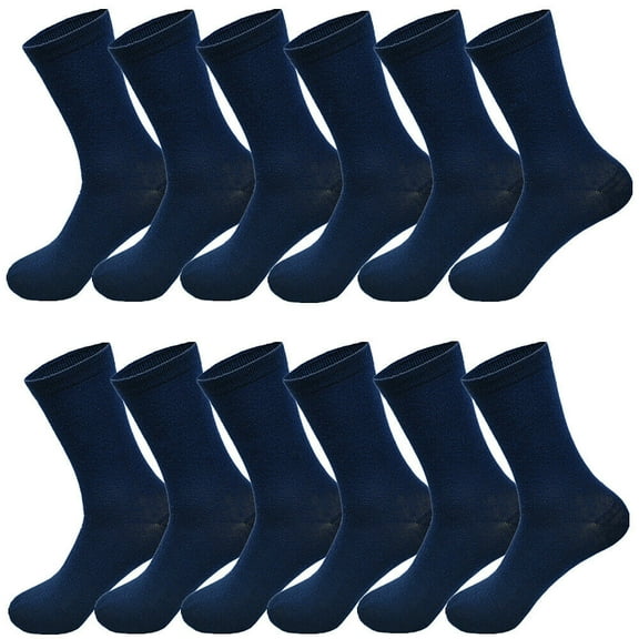 3-12 Pairs Womens Cotton Classic Casual Solid Navy Fashion Crew Socks Size 9-11