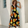thumbnail image 5 of Candy Corn Pattern Halloween Dress Fashion Boho Beach Long Dresses Female Party Printed Maxi Dress, 5 of 9