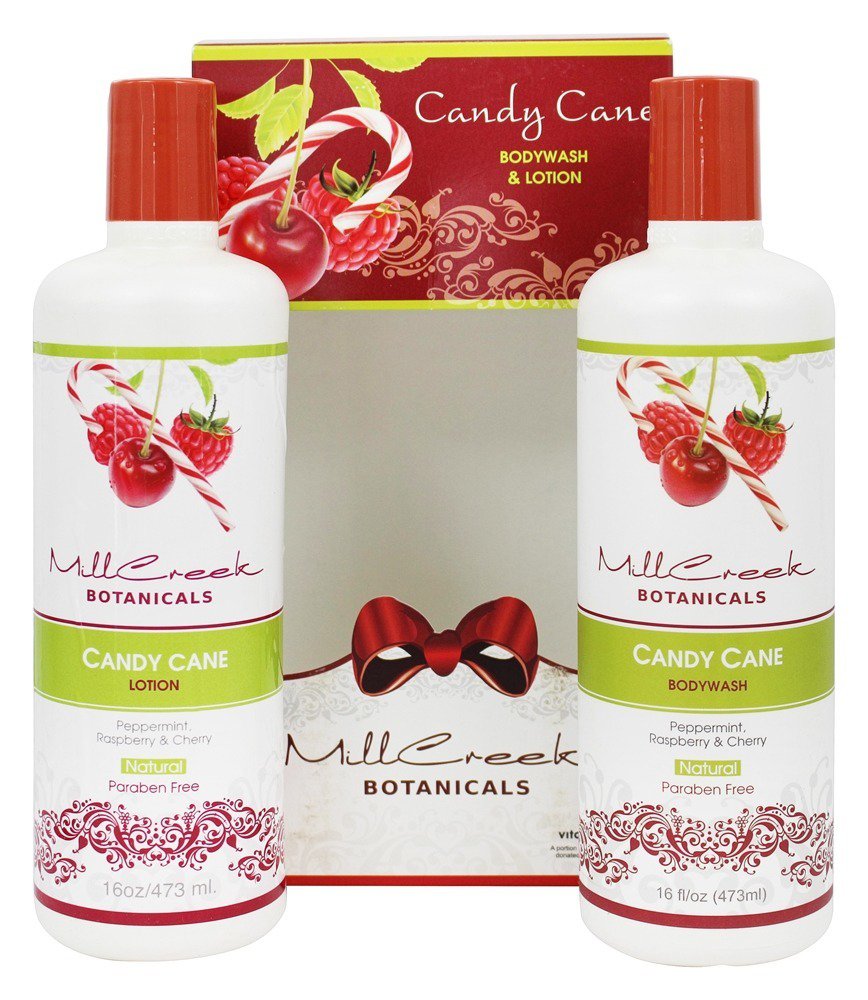 Mill Creek Botanicals Bodywash and Lotion Candy Cane Gift Set 2 x