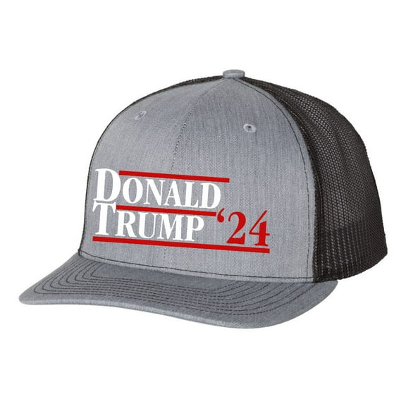 Donald Trump 2024 Political Campaign '24 Men's Embroidered Mesh Back Trucker Hat, Heather Grey/Black