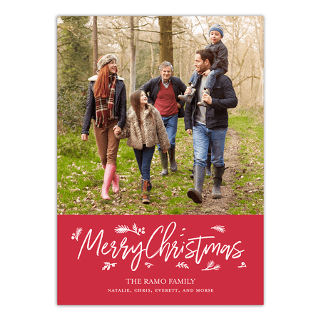 Christmas Photo Birth Announcements - Personalized Holiday Photo Card - Modern Merry Sprigs
