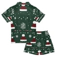 thumbnail image 2 of FORMRS Kids Short Sleeve Top and Pants Pajama Set Unisex Satin 2-Piece Sleepwear, Sizes 11-12Y, Christmas Santa Hats, 2 of 8