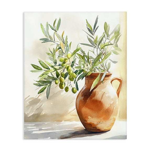 Stupell Industries French Country Olive Branch in Terracotta Vase Canvas Art, 16 x 20, by LSR Design Studio