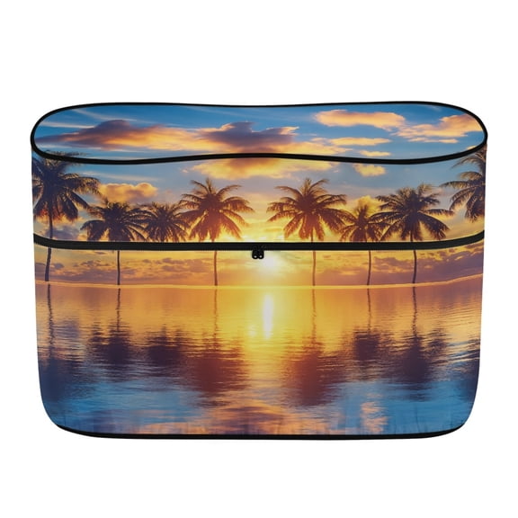 Psesaysky Sunset Palm Trees Print RV Propane Tank Cover for, Zipper Camper Propane Tank Cover with Polyester Canvas Durable RV Trailer Propane Tank Cover for Camping