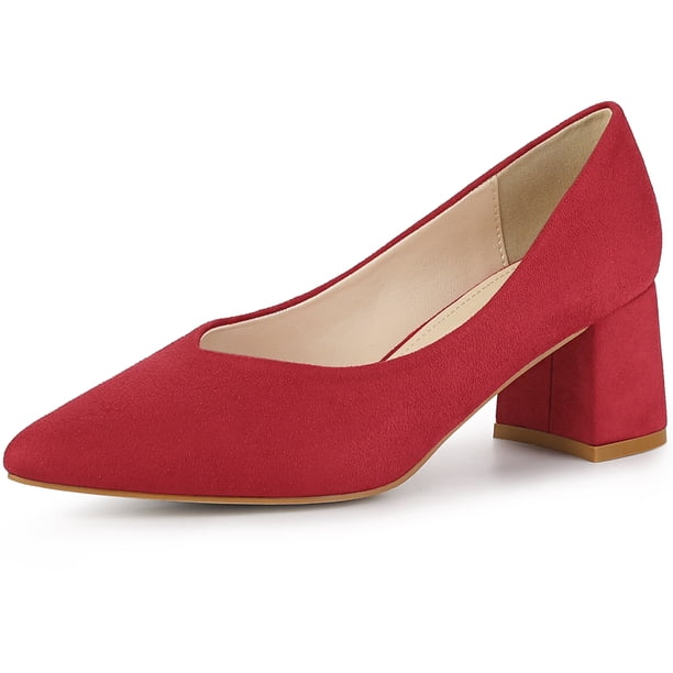 Zapatos de tacón bajo grueso Allegra K sin cordones para mujer Borgoña EE. UU. 7