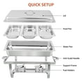 thumbnail image 6 of PRIJESSE 2-Pack Chafing Dish Buffet Set, 9 Qt Stainless Steel Foldable Catering Food Warmer Half Size Food Pan, 6 of 8
