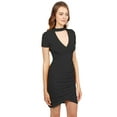 thumbnail image 1 of FashionOutfit Women's Solid Wrap Shirring Choker Neck Sexy Dress, 1 of 4