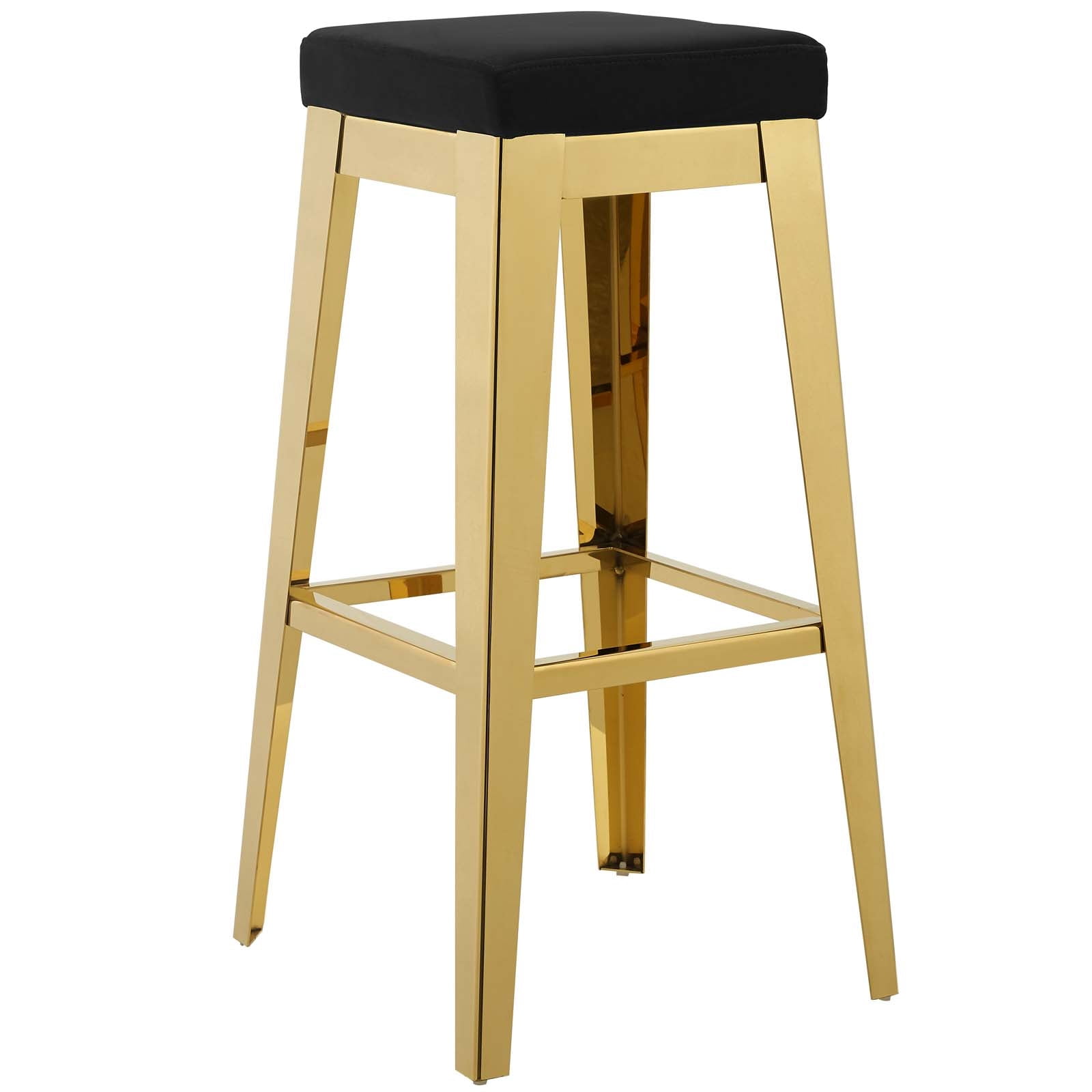 Gold Stainless Steel Upholstered, Black And Gold Bar Stools Set Of 4