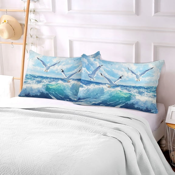Pillow Case Plush Pillow Seagull over Ocean Case standard size/King size/Queen size Bed Pillow Pillowcases