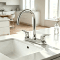 thumbnail image 4 of RV Kitchen Faucet 8 Inch Hole Spread Metallic Camper Sink Faucet, 360° Rotatable High Arc Gooseneck Leak-Proof for Motorhome Travel Trailer Mobile Home(Fit for 8 inch 2 or 3 Hole Sink), Chrome, 4 of 10