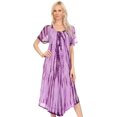 thumbnail image 5 of Sakkas Yasmin Tie Dye Embroidered Sheer Cap Sleeve Sundress | Cover Up - Purple - One Size Regular, 5 of 5