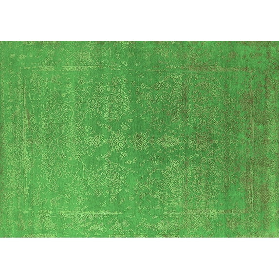 Ahgly Company Indoor Rectangle Oriental Green Industrial Area Rugs, 4' x 6'