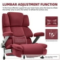 thumbnail image 6 of Big and Tall 700lbs Office Chair, Fabric Heavy Duty Executive Chair with 3D Flip up Armrests Adjustable Lumbar Support Large Rubber Wheels, Extra Wide High Back Computer Desk Chair, Burgundy, 6 of 9
