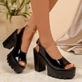 thumbnail image 5 of Lenago Women's Platform High Heel Sandals Open Toe Chunky Heel Slides Dress Shoes Backless Loafers Slip On for Summer Party Night Out Black 9.5, 5 of 9